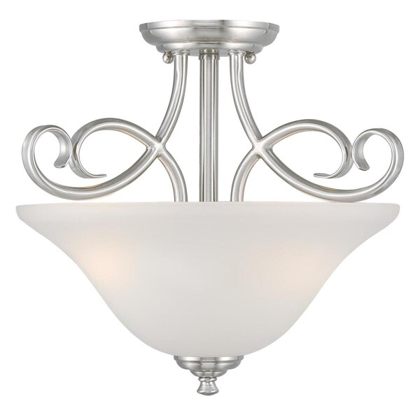 Westinghouse Fixture Ceiling SemiFlush-Mount 60W 2Lght Dunmore 15In Brsh Nkl Frost Glass 6573800 - main